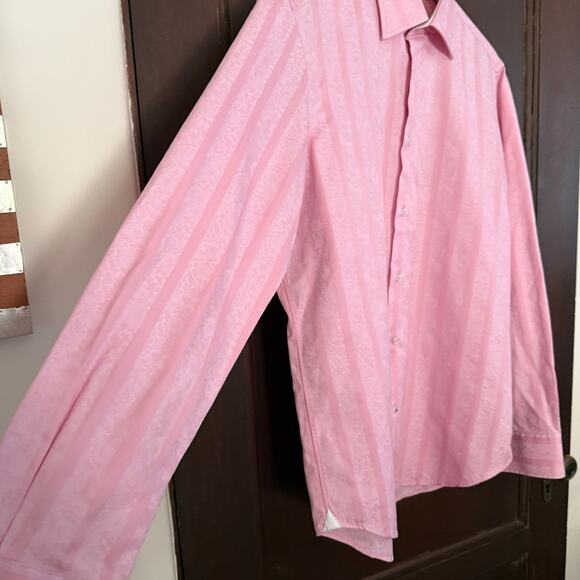 ROBERT GRAHAM | Pink Jacquard Sakura Cherry Blossom Detail Shirt Medium / Large - Picture 3 of 9